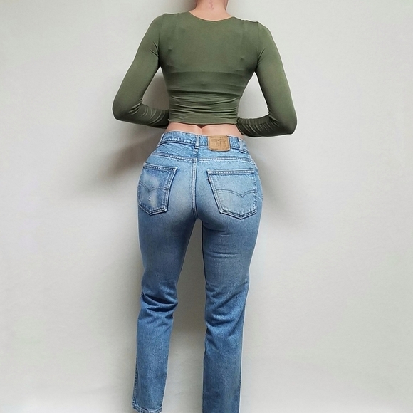 VINTAGE 80s Levi's 405 Orange Tab Light Stone Wash High Rise Straight Leg Jean 4 - Picture 3 of 14